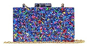 MODELISA - Bolso Clutch Cadena De Hombro Mano Fiesta Noche Boda Evento Ceremonia Novia Mujer (Azul)