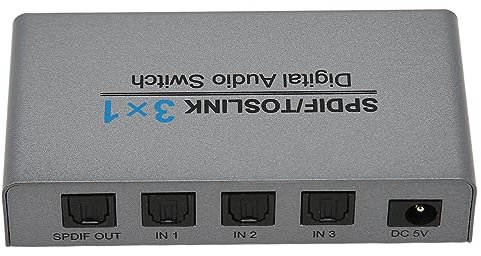 Séparateur Optique Numérique 3 en 1 pour TV, Toslink Splitter 3x1 SPDIF Audio Splitter avec Télécommande pour TV PS5 PC Amplificateurs Systèmes de Son Surround