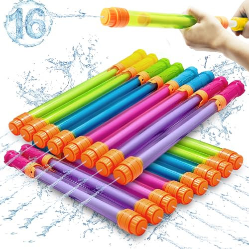 Elovien Water Pistols, 16 Pack Water Gun for Kids, 35 ft Range Water Soaker Blaster, Summer Swimming Pool Water Squirter Shooter Garden Outdoor Water Fighting Toys