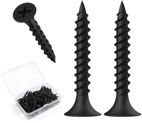 FOMGIIN Tornillos Negros para Paneles de Yeso M3.5 x 25 mm, 50 Piezas Pladur Autorroscantes Cabeza Avellanada Phillips Autorroscante, Tornillos Instalación de Paneles de Yeso en Madera