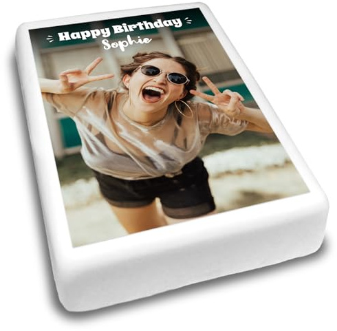 Cakeshop Portrait Personalised Edible Cake Topper With Custom Text | Custom Image & Text | For Birthdays & Celebrations | Multiple Shapes & Sizes | Icing & Wafer Paper Options