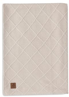 Jollein Babydecke Check Knit, Oatmeal - Teddy Fleece - 75x100cm - 60% Baumwolle, 40% Acryl, Innenseite 100% Polyester - Für Babywiege - 2.0 TOG - Oeko-TEX Zertifiziert - Strickmuster