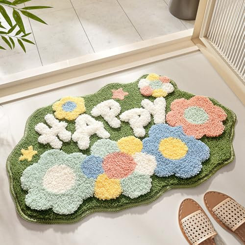 Trlyane Non-slip Bathroom Rugs, 45x70cm Bath Mat Carpet Super Absorbent Machine Washable Soft Shower Suitable for Living Room/Kitchen/Bedroom Indoor Floor