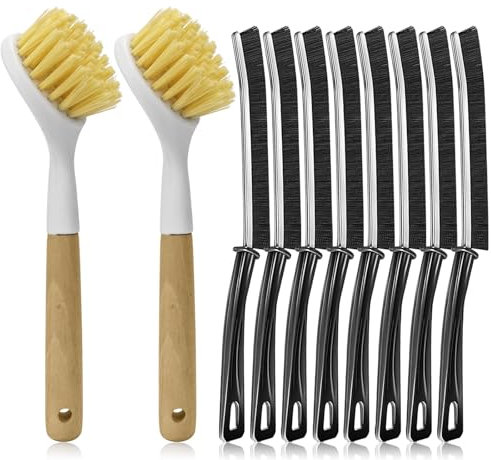 Acentor Cepillo de Limpieza Cocina, 10pcs Multifuncional Cepillo Limpieza Hogar, Cepillo Limpieza Lavavajillas, Cepillo para Platos, Cepillo Limpieza Grietas, Cepillo de Limpieza de Huecos Esquinas
