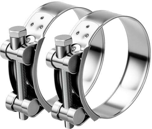 T Bolt Hose Clamps 80-85mm Exhaust Pipe Clamp 2 Pieces Heavy Duty Tube Clamps 304 Stainless Steel Bolt Clip Band Width 24mm for Exhaust Hose Water Pipe Attachment