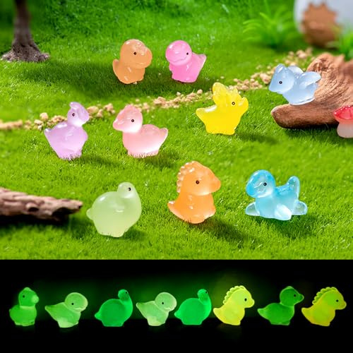AffeGifts 72 Mini Dinosaurio de Resina Set, Iluminados en la Oscuridad Dinosaurios Jardín Paisaje Decoración con Imágenes de Animales Pequeños Regalos para Niños Dinosaurios Fiesta