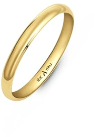 Amberta Alianza de Boda en Oro de 18 Quilates para Mujer | Anillo en Oro Amarillo o Blanco Pulido: Alianza en Oro Amarillo 2 mm Talla 14