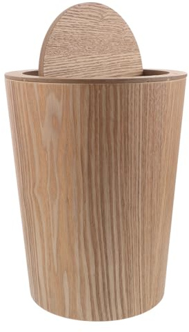 Homoyoyo Papelera con Tapa Abatible de Madera 9 L, Compacta y Versátil, Estilo Minimalista y Elegante, para Hotel y Cocina