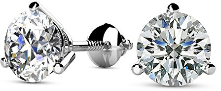 Houston Diamond District 4 Carat IGI Certified LAB GROWN Round Brilliant Solitaire Diamond Stud Earrings for Women 14K White Gold 3 Prong Martini Cocktail Screw Back (F-G Color SI1-SI2 Clarity)