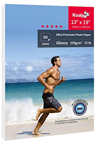 Koala Ultra Premium Photo Paper 13x19 In Glossy Photo Printer Paper for Inkjet Printer Water Resistant 50 Sheets 72lb