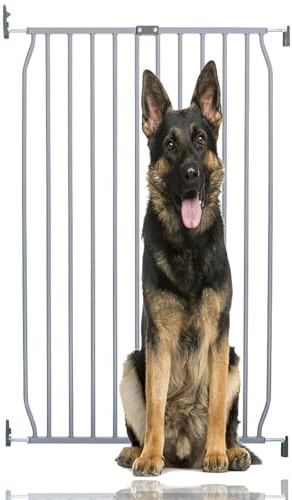 Bettacare Extra Tall Eco Screw Fit Pet Gate, Grey, 70cm - 80cm, Extra Tall Gate 100cm in Height, Screw Fitted Dog Gate, Safety Gate for Puppy | 100cm high, trip-free design, wide opening, one-handed use, optional one-way restrictor, child-safe finish