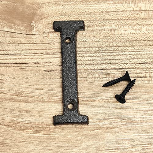 3D House Plaque Numbers 0-9 Letter A-Z Black Cast Iron 8cm Metal Digital Door Plate Sign with Screws Alphabet Home Outdoor Anti-Rust Exterior Signage Doorplate Hotel Apartment Street Mailbox (I)