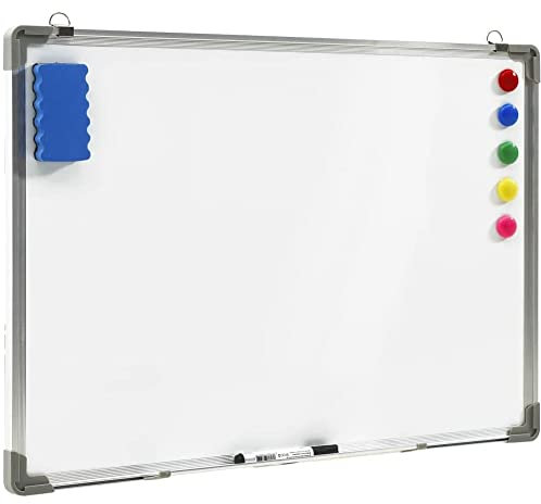 BAKAJI Bacheca Pannello Lavagna Magnetica Cancellabile Forma Rettangolare con Cornice in Alluminio e Magneti Decorazione Casa Arredamento Design Moderno da Parete Vintage (60x45x1.8)