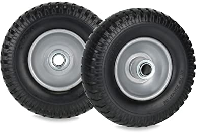 Relaxdays Schubkarrenrad 2.50-4, 2er Set, Vollgummi, Stahlfelge, Ersatzrad Schubkarre, pannensicher, 80 kg, schwarz/grau