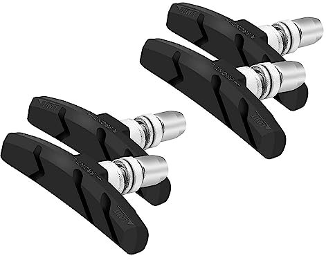 2 Paar Fahrrad Bremsbeläge Bremsschuhe Set für V-Bremsen - 4 Stück Bremsschuhe, passend für Vorder- & Hinterrad - Premium Bremsgummi für maximale Bremskraft & Langlebigkeit