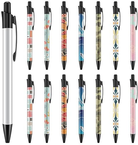 NIZEAMI Lot de 15 stylos à bille pour sublimation avec film rétractable