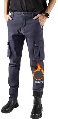 RE&X JEANS COUTURE Pantaloni Cargo Uomo da Lavoro Moto Invernali Impermeabili