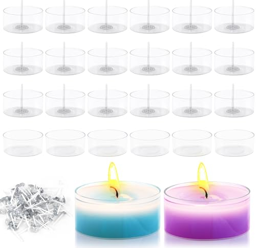 Teelichthalter Set Kerzengläser 50Stk Teelichtgläser Windlicht Set Mit Dochtekerzenbecher Für Dekoration Hochzeiten Partys Und Tischdekorationen Kerzen Herstellen (39mm*21mm)