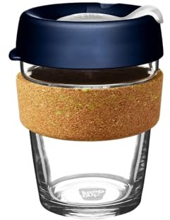 KeepCup Ace Range - Reusable Coffee Cup Tempered Glass and Recovered Tennis Ball Cork Band, Medium 12oz/340ml - Rally