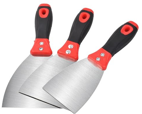 Grattoir Set d'outils pour gratter la peinture - 75 mm, 100 mm et 125 mm - Manche en plastique et couteau à mastic en acier inoxydable, spatule enduit peinture, décapant de peinture, décolleuse papier