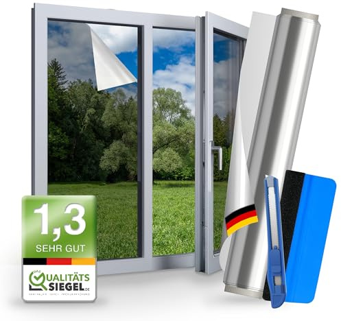 WindowShield® – UV Sonnenschutzfolie für Fenster Innen & Außen – Blickdichte Fensterfolie als Sonnenschutz Folie – Selbstklebende Hitzeschutzfolie für Fenster Außen & Innen für Sommer – 105 x 200 cm