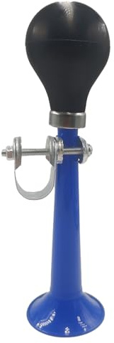 Runseaway 7.87” Blue Bike Bugle Horn Metal Air Horn, Retro Squeeze Bulb Clown Horn for Kids' Bicycles and Golf Carts, Loud Sound, Fits All Handle Bars
