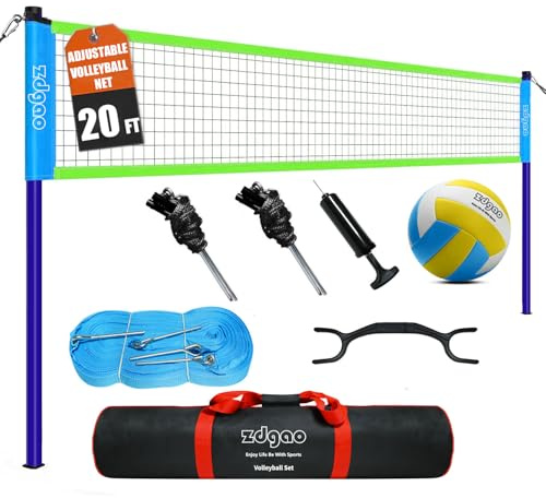 20ft Volleyball Net for Backyard,Adjustable Height Volleyball net Outdoor,Come with Volley Ball, Pump, Boundary Line, and Carry Bag for Backyard, Beach, Lawn, Easy to Set Up &Carry