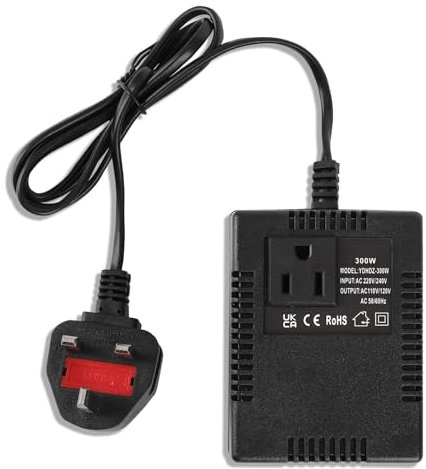 A-DIGISHUO 300W Voltage Converter 220V/240V to 110V/120V Step Down Transformer – UK Plug, Travel Power Adapter for Laptops, WIFI Router, POS Machine, Power Bank, Hair Straightener & More