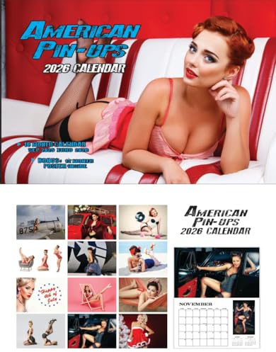 2026 AMERICAN PIN-UPS WALL CALENDAR 16 Months w/Poster Classy Sexy Models Women Vintage Cars Trucks Military