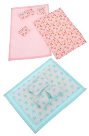 VALICLUD 2set Miniature Dollhouse Bedding Dollhouse Quilt Cover Pillow Pillows and Blanket for Doll House Beds for Bedroom Decor