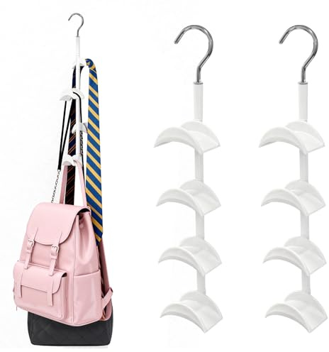 Set de 2 Estante para Bolsos Giratorios 360° – Gancho para Bolsos de Mano, Mochilas y Accesorios con 4 Ganchos, Ahorro de Espacio para Armarios, Almacenamiento para Bolsos, Organizador para Bolsos