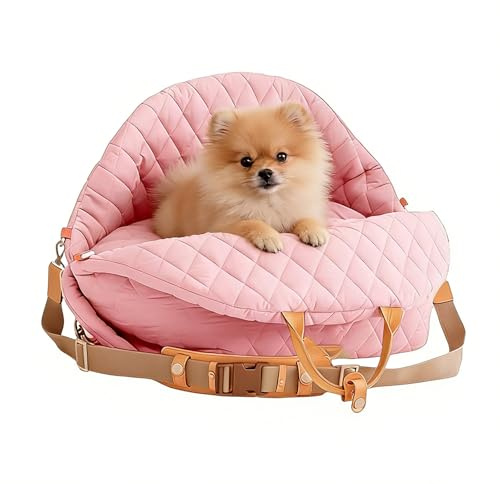 Asiento Canino - Cama Suave con Correa Ajustable | Asiento para Coche y transportín para Perros pequeños | para Mascotas pequeñas, Gatos, camionetas, SUV, Viajes, Camping y