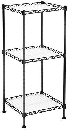 SONGMICS Badregal stehend, Küchenregal 3 Ebenen, Aufbewahrungsregal, Platten aus PP-Kunststoff, Regalsystem aus Metall, höhenverstellbar, 30 x 30 x 73 cm, für Badezimmer, Küche, schwarz LGR103B01