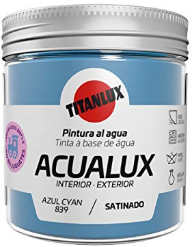 Titanlux Acualux pintura acrílica multiadherente Satinado Azul Cyan 75 ml
