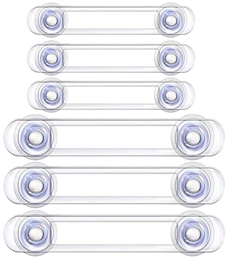LHQYKHOZ 6 Pcs Baby Child Safety Locks Transparent Child Safety Cupboard Door Lock Multi-Purpose Latches Mini Multifunction Latch for Kitchen Cabinets Drawers Ovens Refrigerators