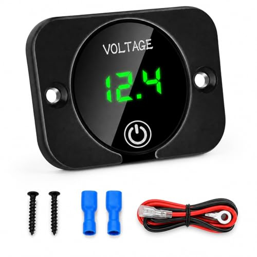 Linkstyle DC 12V 24V Battery Voltage Gauge, Waterproof 6-30V Digital Voltmeter with Battery Monitor, Touch Switch & Reverse Polarity Protection for Car Boat Motorcycle Truck Campervan