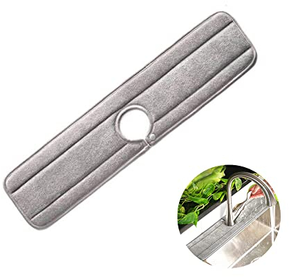 Ygapuzi XL Tapis absorbant en microfibre pour robinet de cuisine, tapis d'évier de cuisine anti-goutte et attrape-éclaboussures avec fermeture à pression, lavable et réutilisable,23x 5,9 pouces (Gris)
