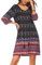 Women 2023 Summer Dress Boho Floral 3/4 Sleeve Ladies Casual Swing Midi Dress Black L