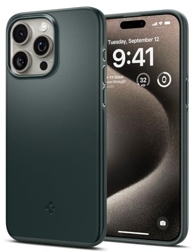 Spigen Thin Fit Hülle Kompatibel mit iPhone 15 Pro Max -Abyss Green