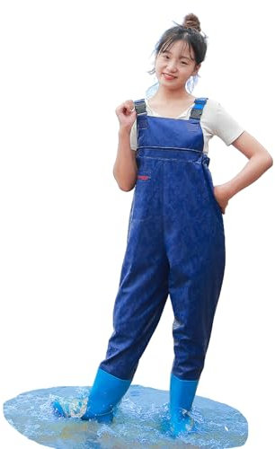Wansiman Wathose mit Brusthöhe mit Stiefeln,Teichhose Damen Mit Tasche,Angelhose mit Watstiefel,Erwachsener,wasserdicht,atmungsaktiv,für Baustellen,Angeln,Bauernhöfe,Gärten,Jagen,Fliegenfischen