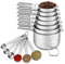 13 Piece 304（18/8） Stainless Steel Measuring Cups and Spoons Set 7 Stainless Steel Measuring Cups & 6 Measuring Spoons Metal Measuring Cups and Spoons Set for Dry & Liquid Ingredients Cooking Baking