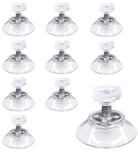10 Piezas de Ventosa de Plástico Transparente Ventosas para Cristal con Tuerca Moleteada para Vidrio tela de Sombra Coche Pared Baño Puerta Ventana (Transparente)-Ø 25mm