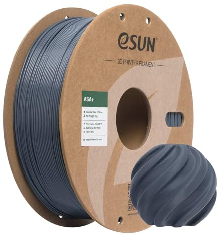eSUN ASA+ Filament 1.75mm, Wetterbeständiges 3D Drucker Filament, 1KG Spule (2.2 LBS) 3D Druck Materialien für 3D Drucker, Grau