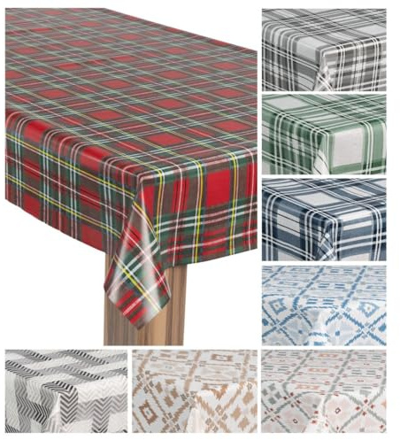laro Wachstuch-Tischdecke Wachstischdecke Gartentischdecke, Muster:Karo Rot Grün Gelb, Größe:110x180