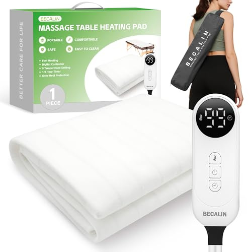 Massage Table Warmer Heating Pad Professional SPA Massage Bed Warmer with 9 Hour Timer, 9 Heat Settings, Overheat Protection for Massage Bed & Spa, 30 x 71, with Portable Storage Bag