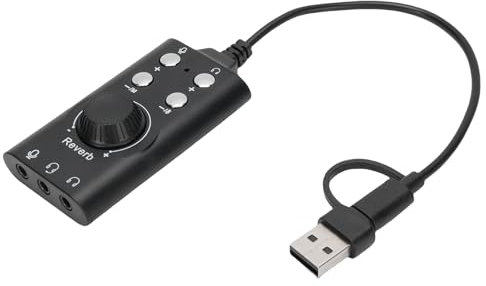 Garsent Scheda Audio Esterna, Adattatore Audio Jack da USB a 3,5 Mm, Adattatore per Cuffie per Microfono, Scheda Audio Stereo Esterno per il Cambio Vocale del Telefono, Plug and Play
