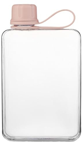 Gourde Plate 500ml Portable Design Sac À Main Poche Matériau Tritan Alimentaire Échelle Hydratation Visible Bouchon Anti-Fuite 10.5x18x4cm Couleurs Blanc Rose Gris Bleu Vert Sport Voyage
