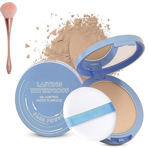 Beauty Powder Cake for Makeup Hold,Face Powder Lasting Waterproof Sets Makeup,Oil Control Matte Perfection Pressed Powders,Smooth Fine Lines for Flawless Lightweight Finish (#02, 0.35 oz)