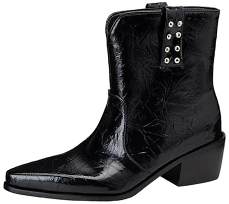 CuteFlats Botines con caña desmontable, diseño 2 en 1, tacón de bloque de 5,5 cm para uso diario en la ciudad y el tiempo libre, Negro , 40 EU