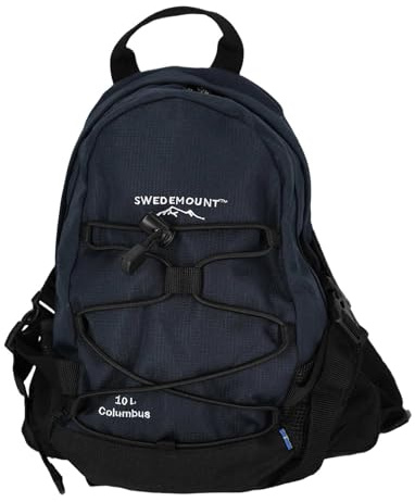 Swedemount Columbus Mochila de ocio unisex de 10 litros, protección para portátil, protección contra la lluvia, detalles reflectantes, correa para el pecho, Azul Marino/Negro, Rozmiar uniwersalny